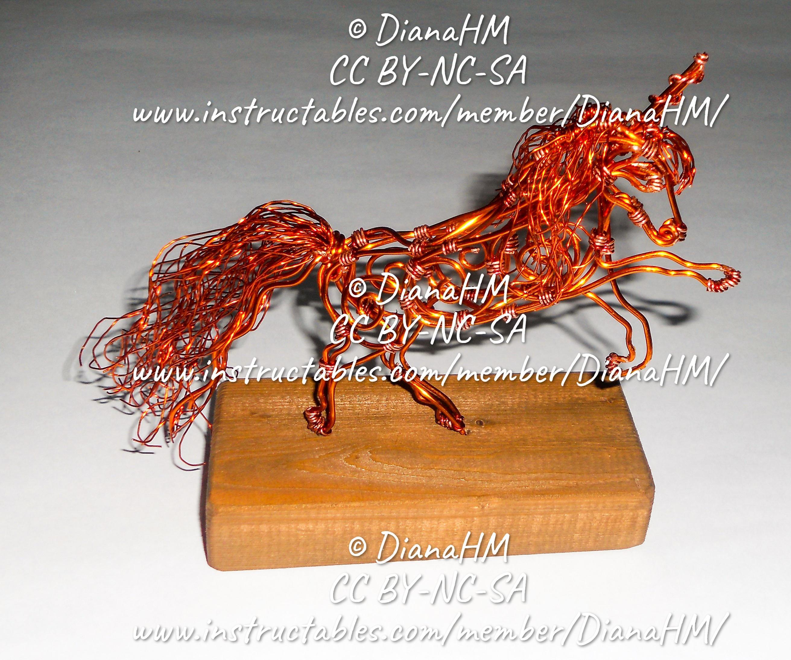 Copper Wire Unicorn Sculpture