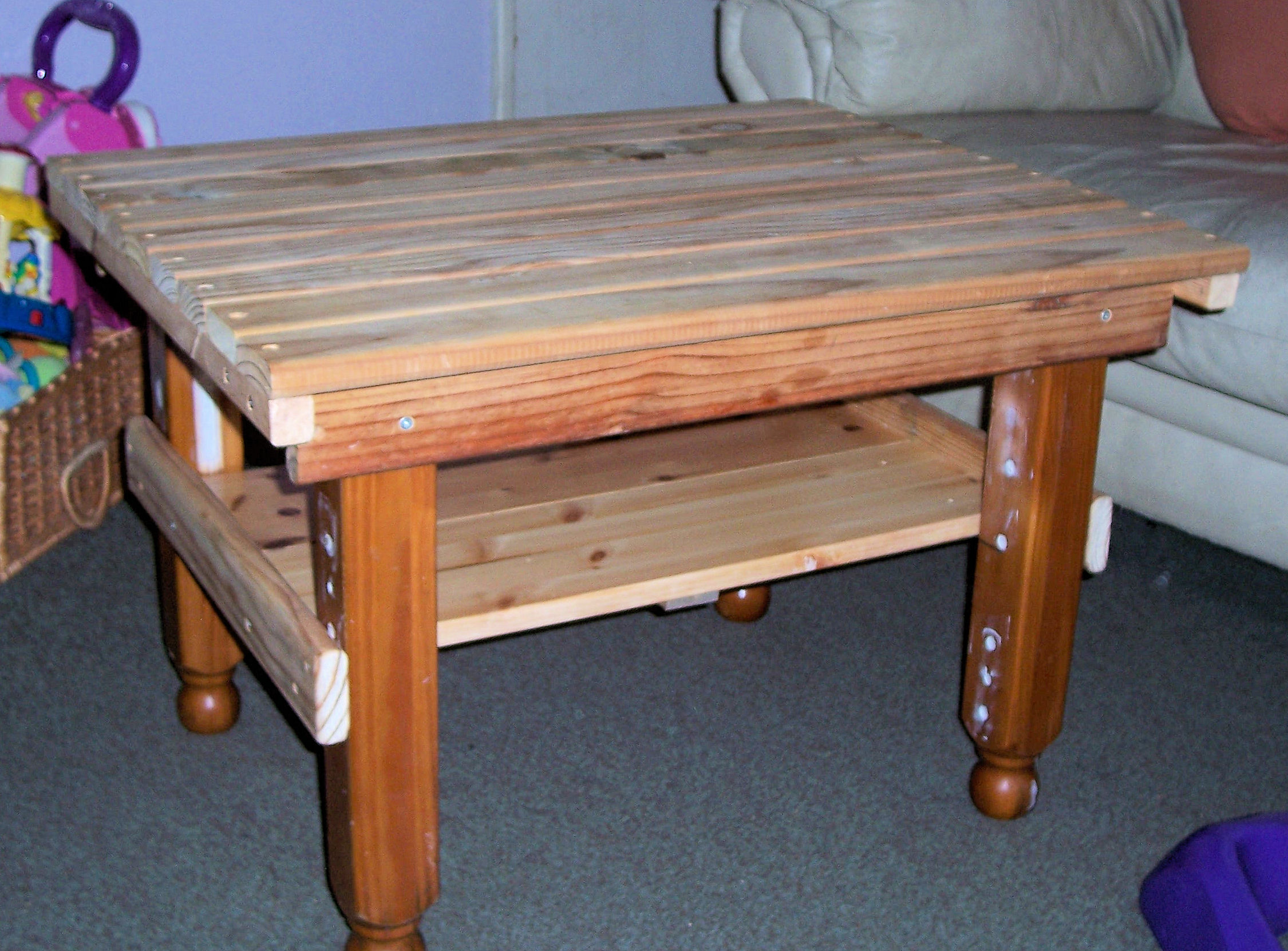 Salvaged Timber Table for a Corner Suite.