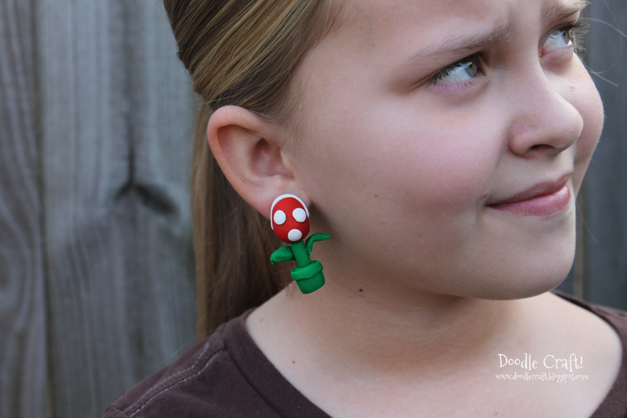 piranha plant mario brothers polymer clay bake oven hard earrings geekery geek video games crafts (13).JPG