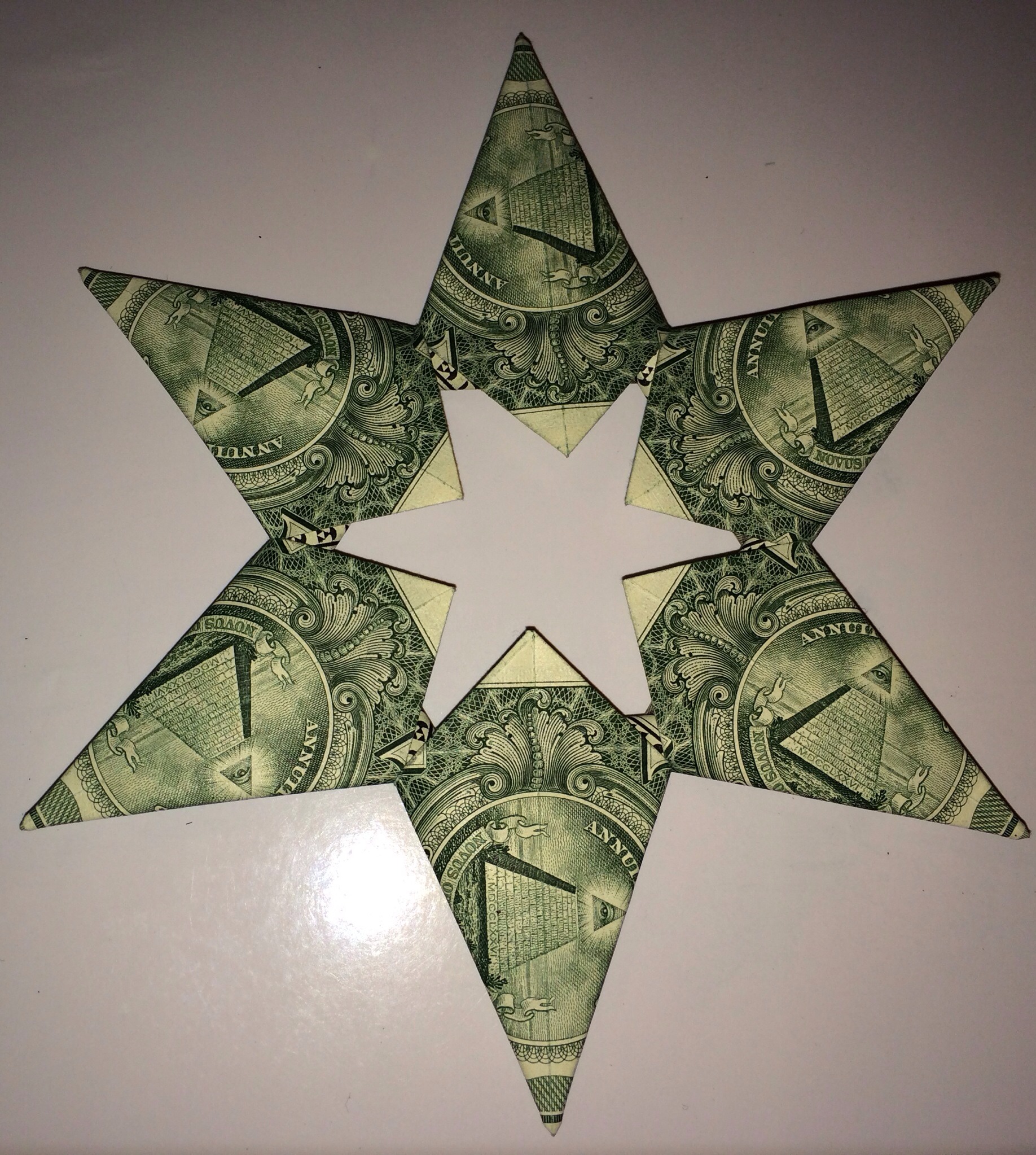 Dollar Bill Origami 5 or 6 Point Money Star