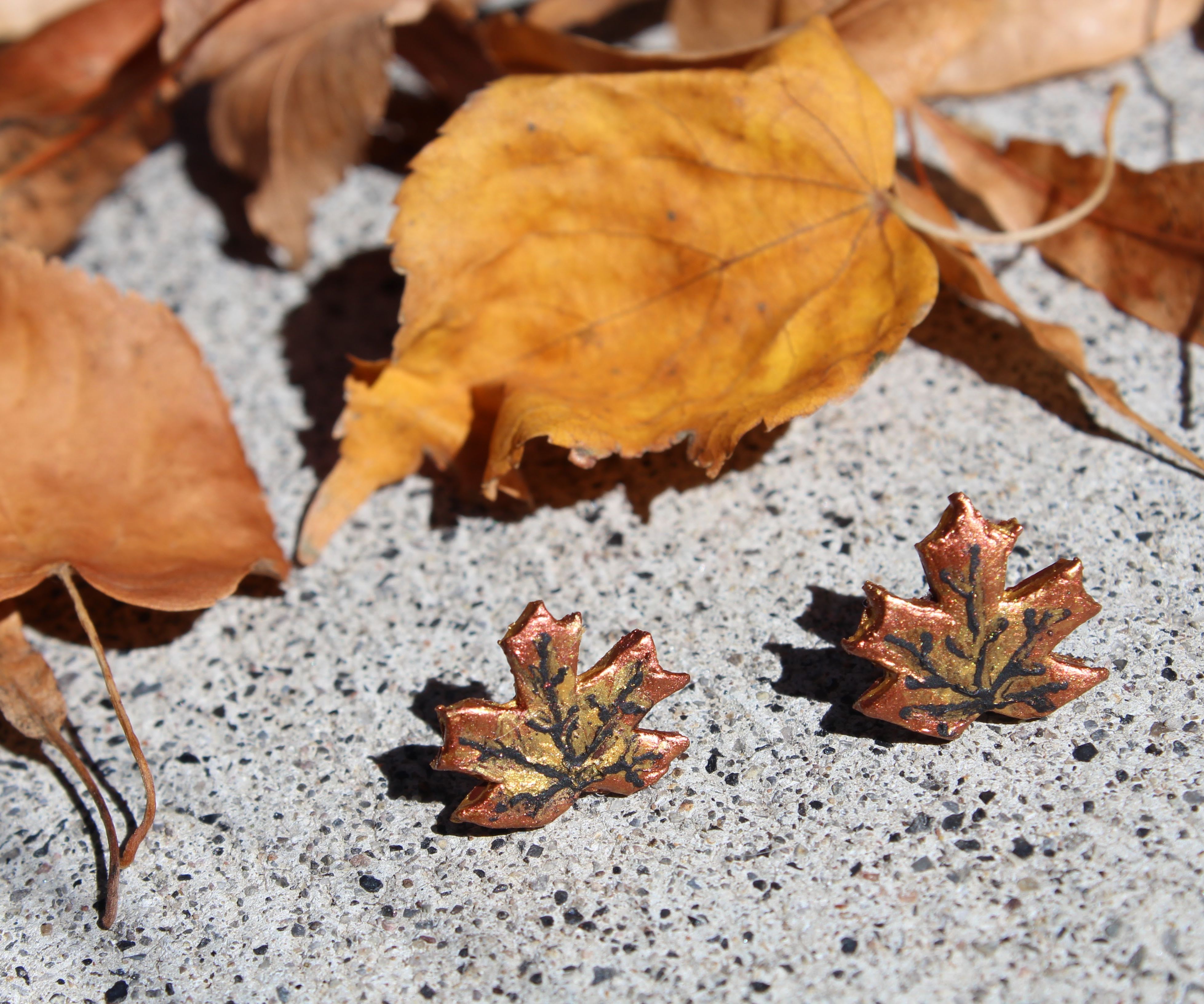 Polymer Clay Maple Leaf Earrings