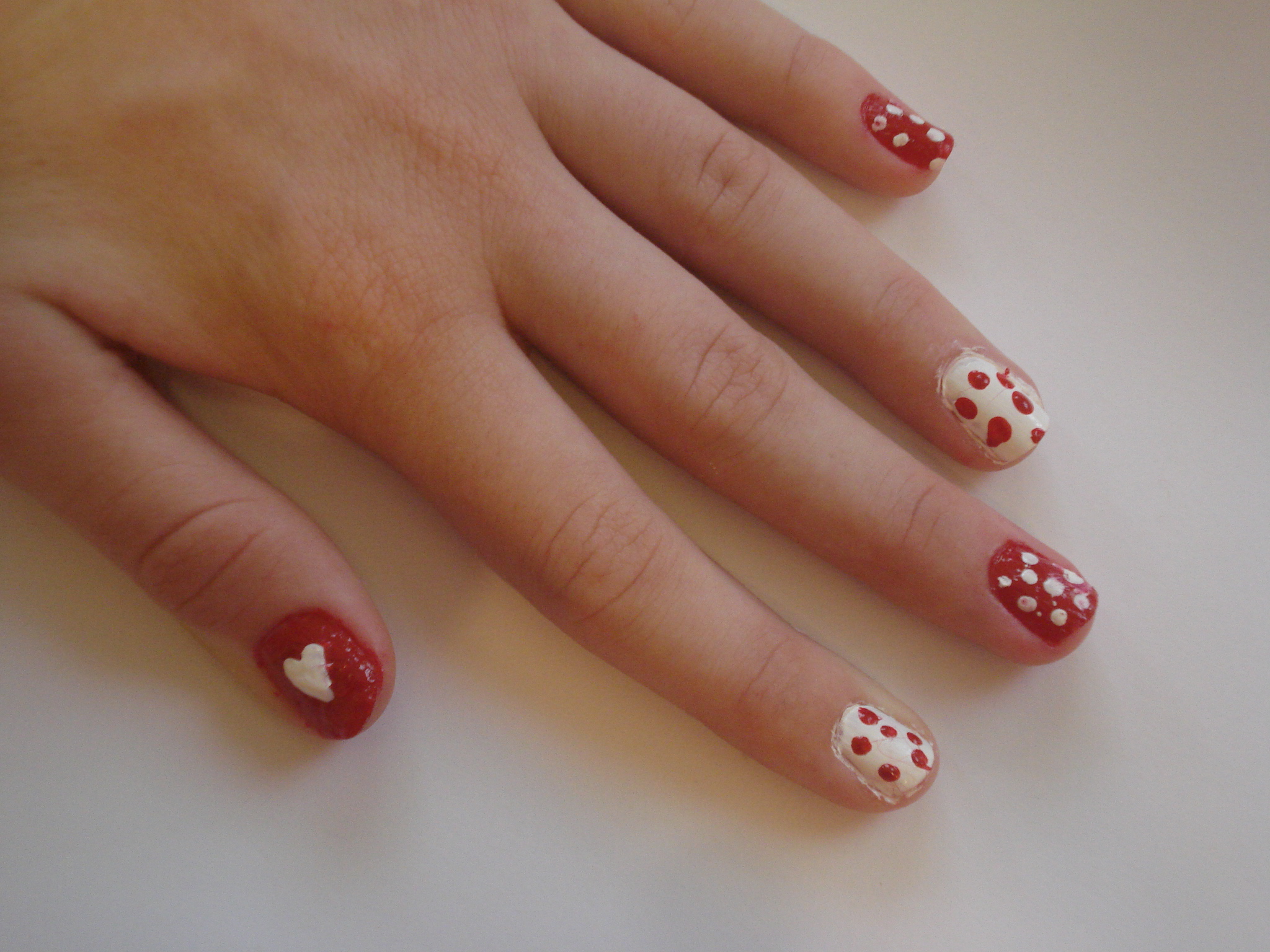 Polka Dots and Hearts Nails