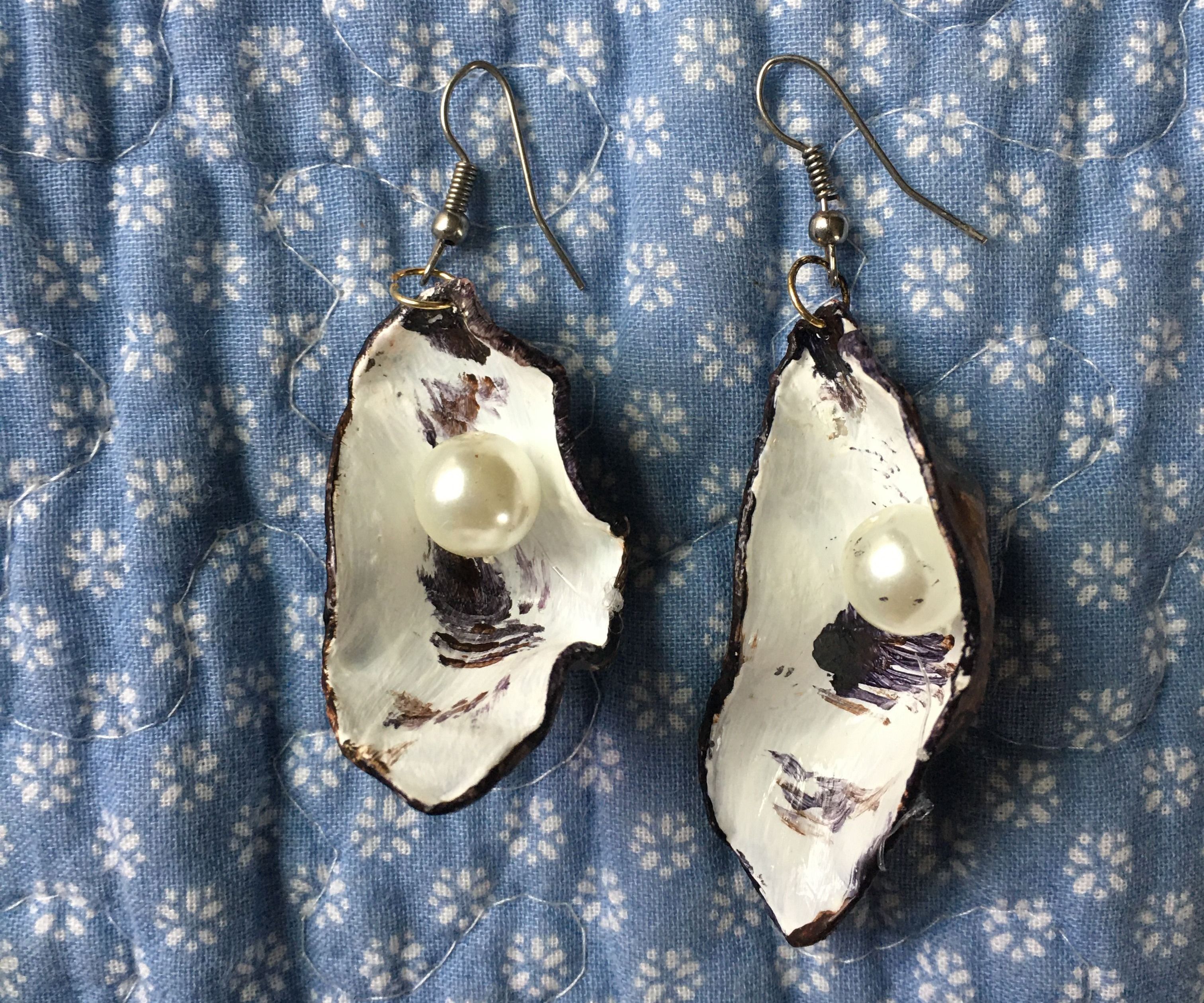 Reused Plastic Oyster Earrings