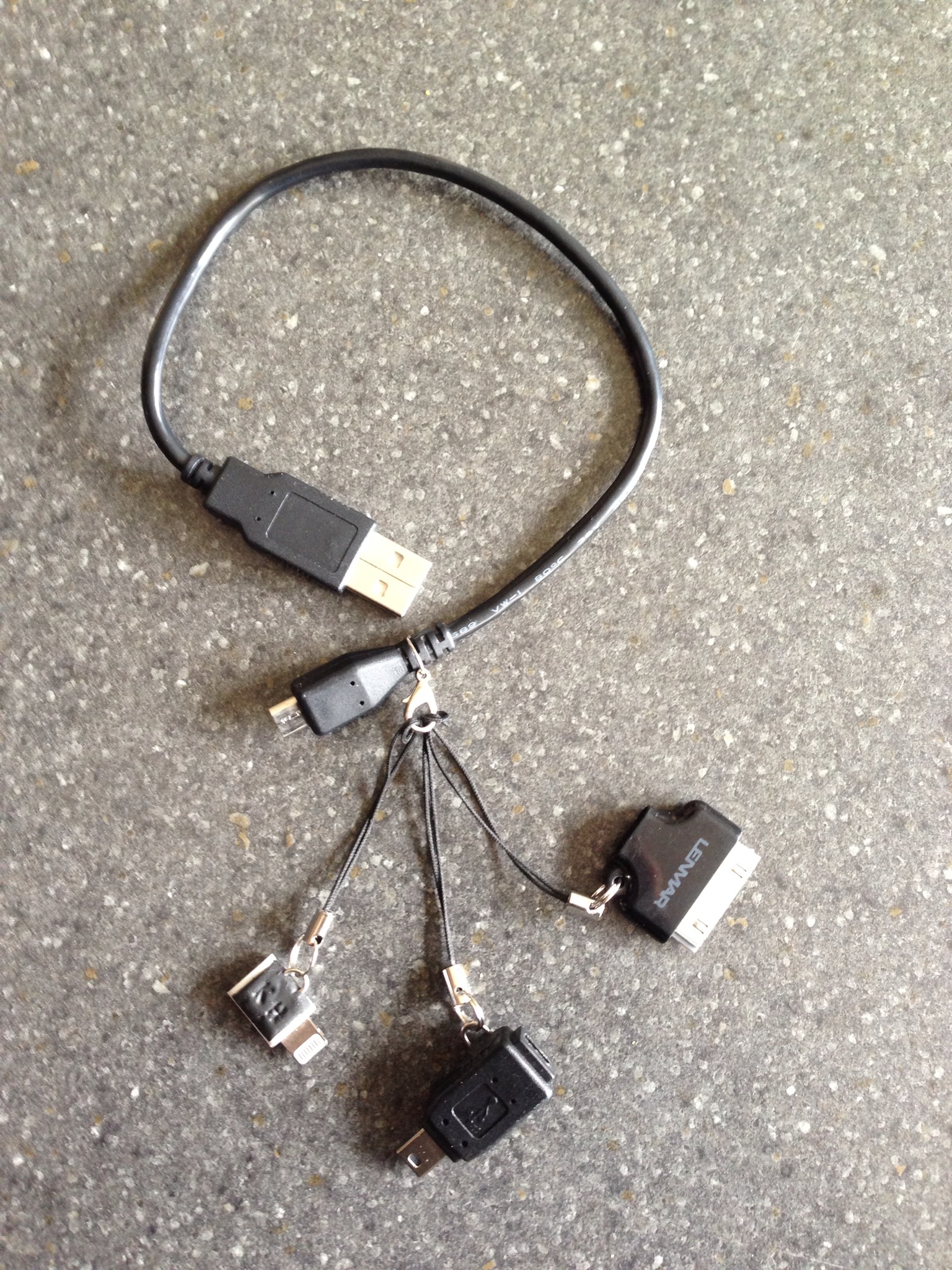 4-in-1 USB to mini • micro • lightning • 30-pin connector cable