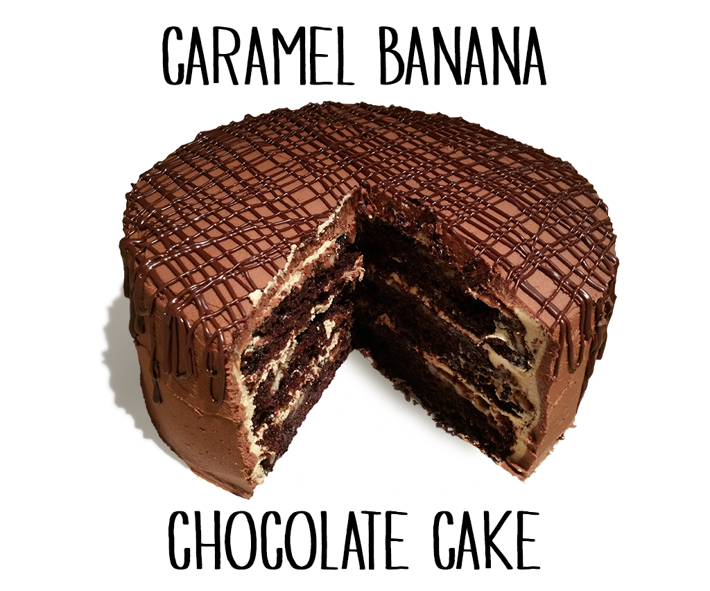 Caramel Banana Chocolate Cake