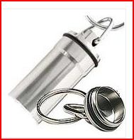 USB water proof key chain pill bottle.