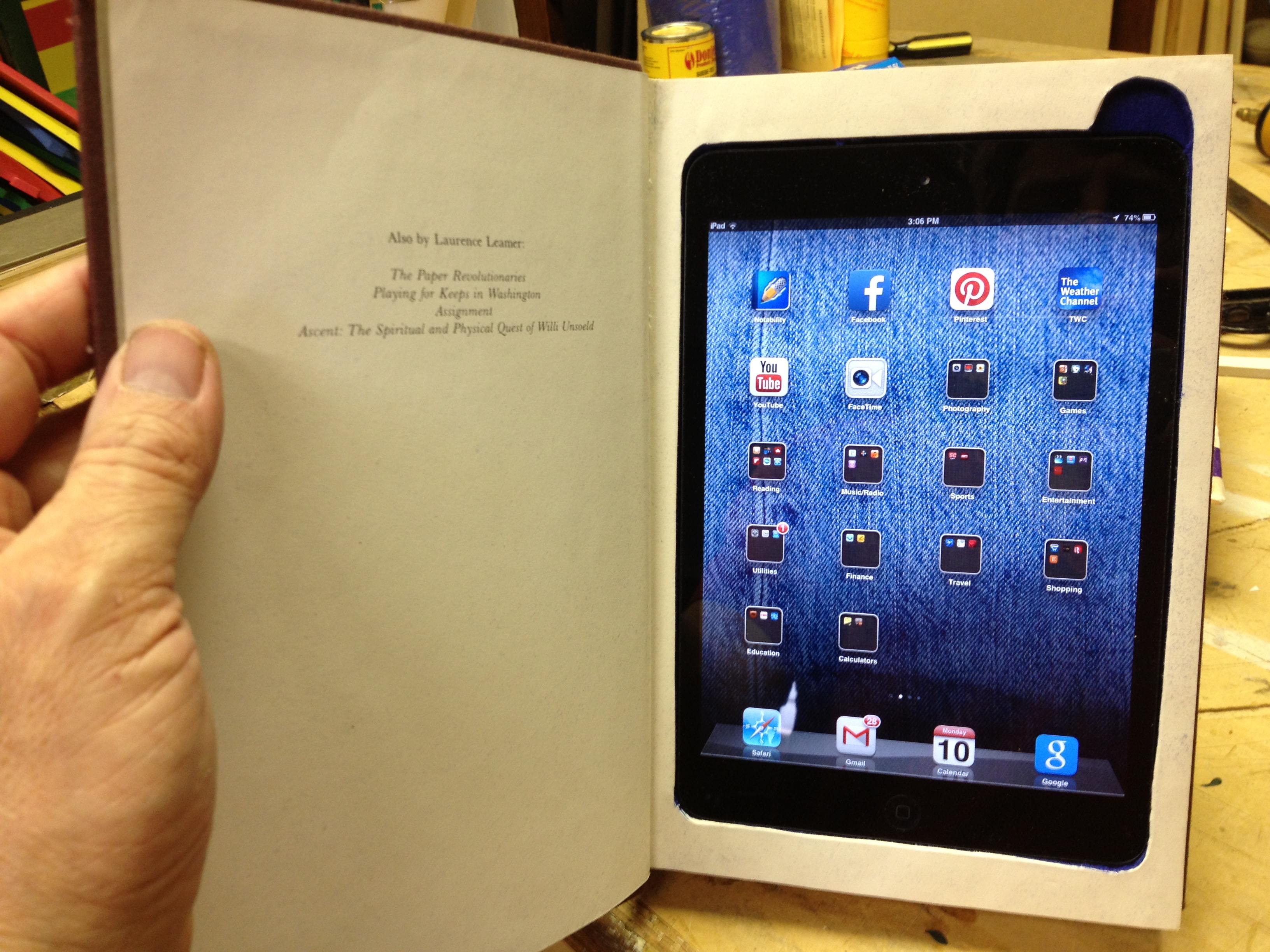 Make an iPad Mini book with storage compartment