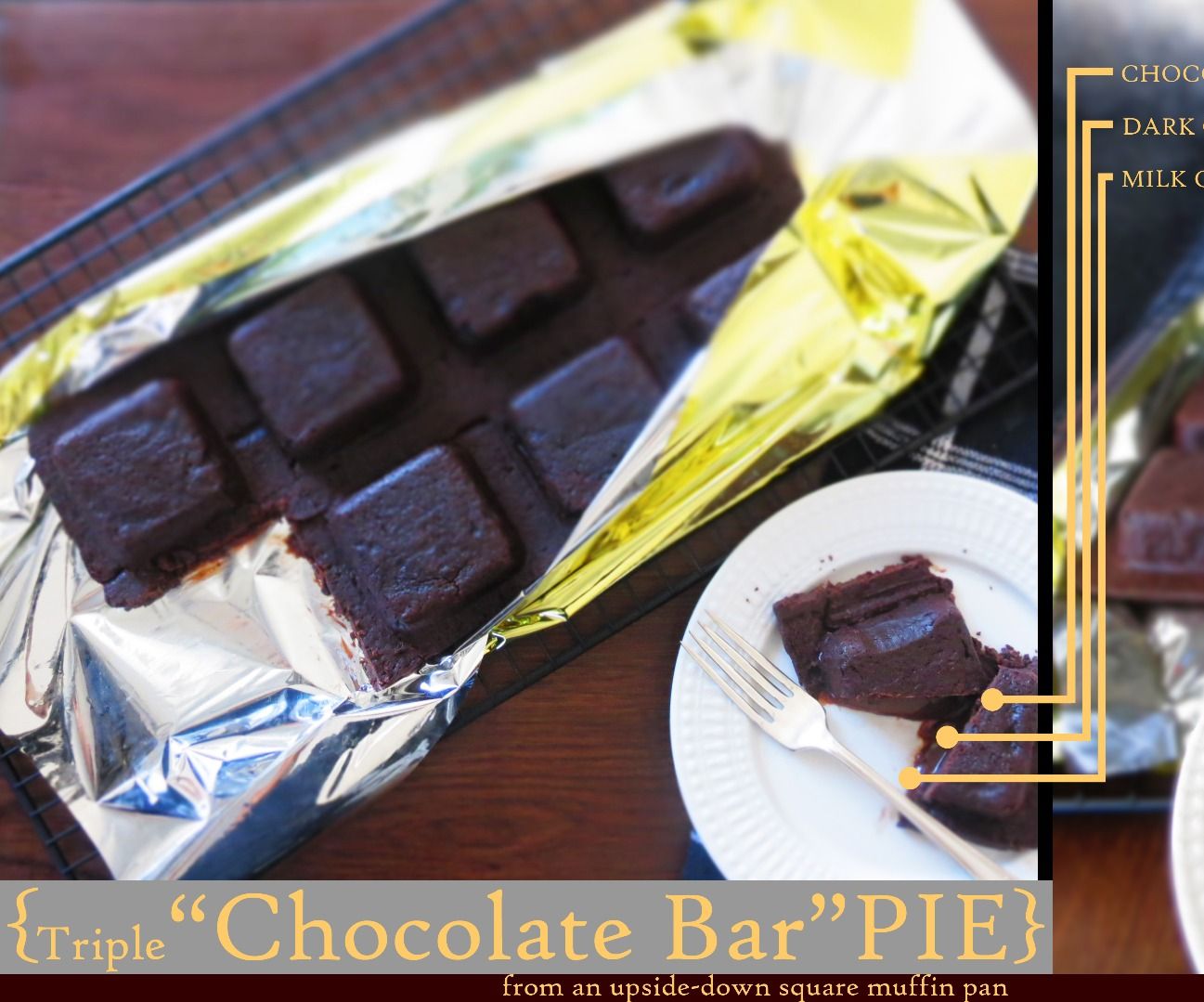 Triple "Chocolate Bar" PIE (Chocolate Pie shaped like a Chocolate Bar)