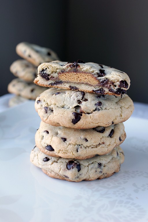 Chocolate Bar Stuffed Chocolate Chip Cookies