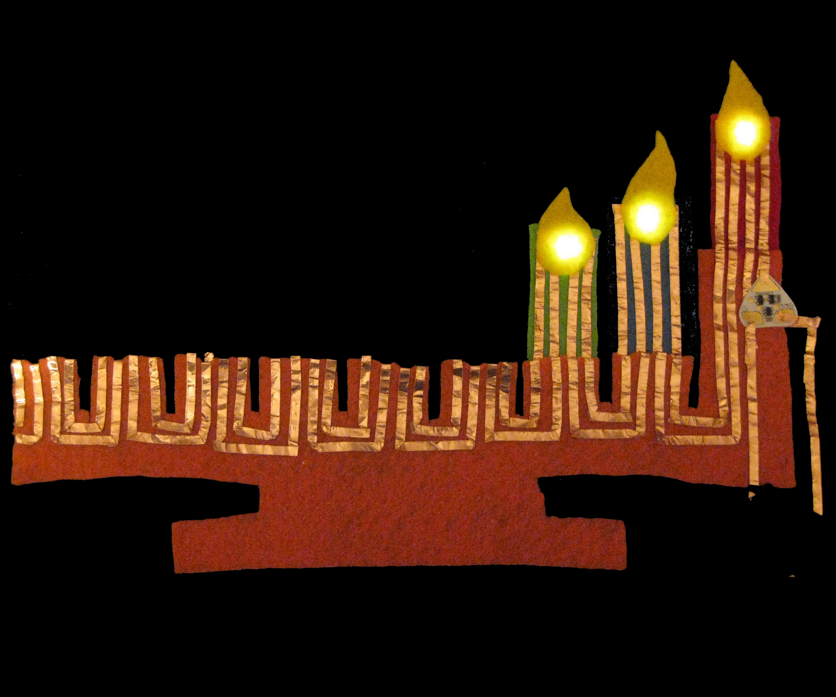 Light-Up Felt Menorah With Chibitronics Circuit Sticker (Proof of Concept)