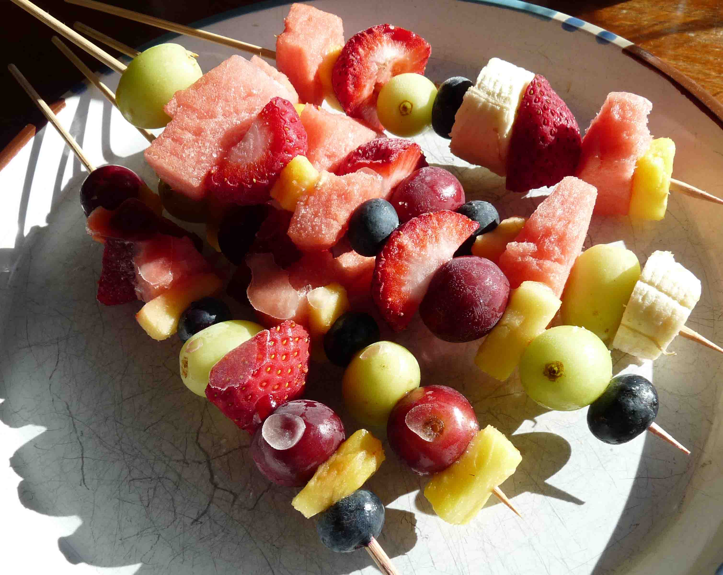 Frozen Fruit Salad & Frozen Banana Nutella Skewers - Yummy, Yummy!