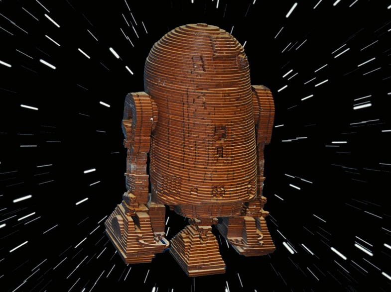 R2D2 - Laser Cut Wood Model