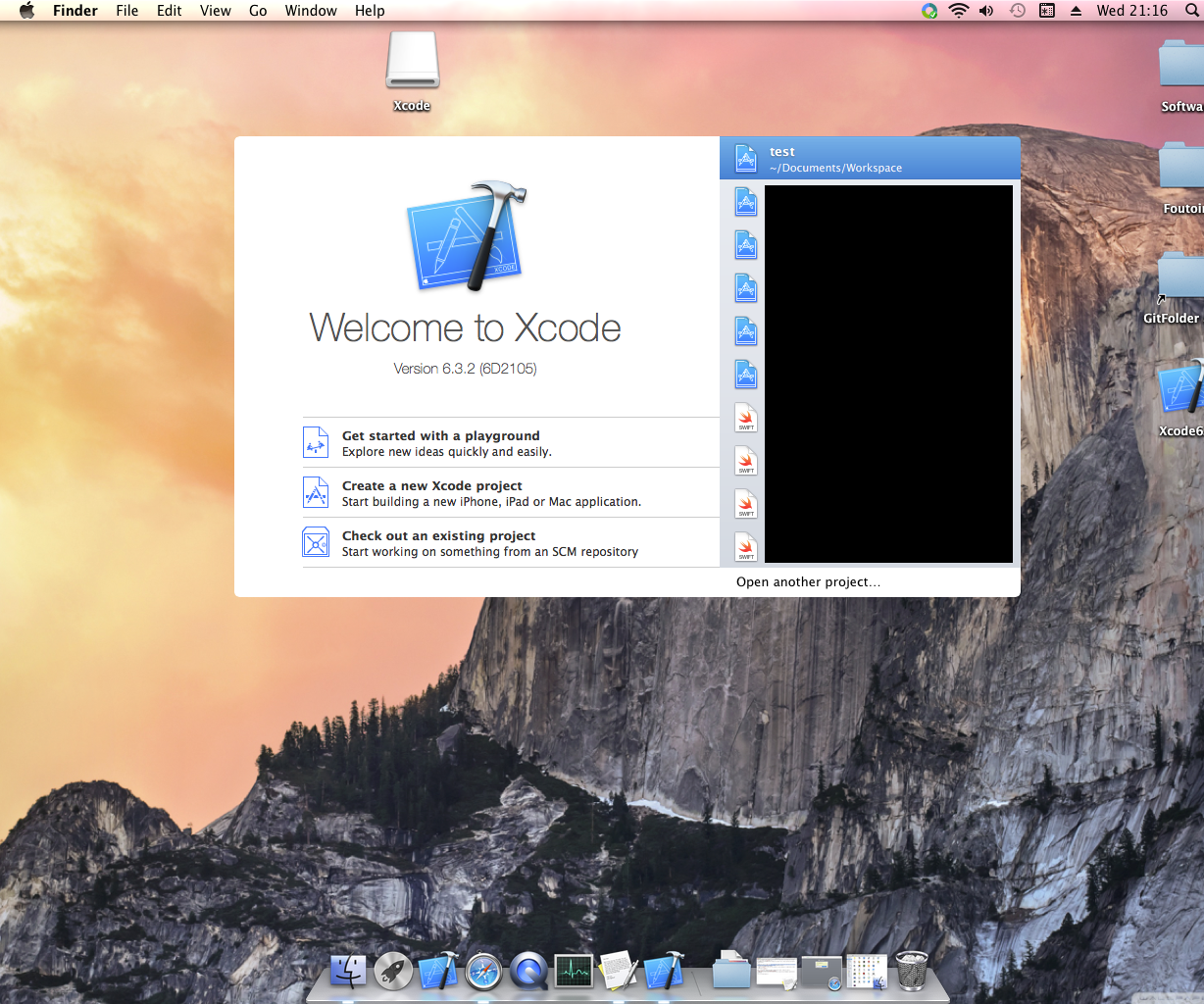Xcode 6.3 on OSX 10.9.5 (swift 1.2, ios 8.3, ...)