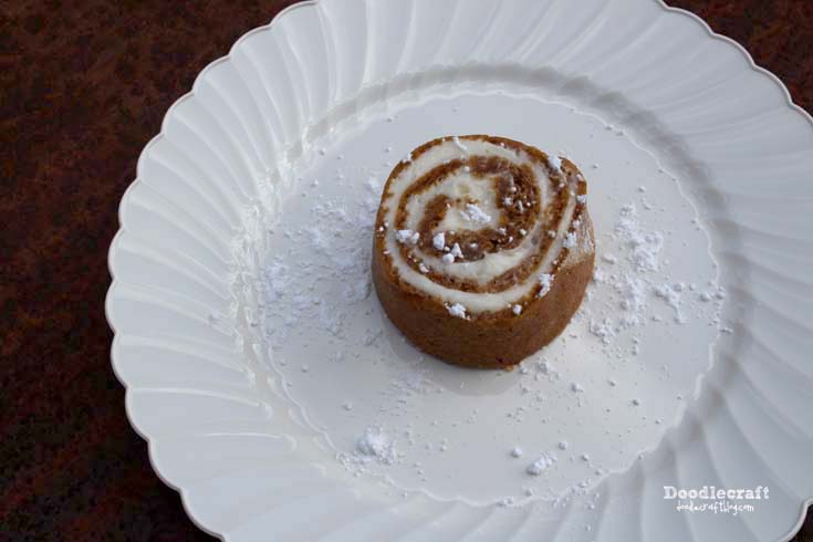 pumpkin roll recipe fun thanksgiving and smarty had a party dishes plates fancy decorative cream cheese frosting (19).JPG