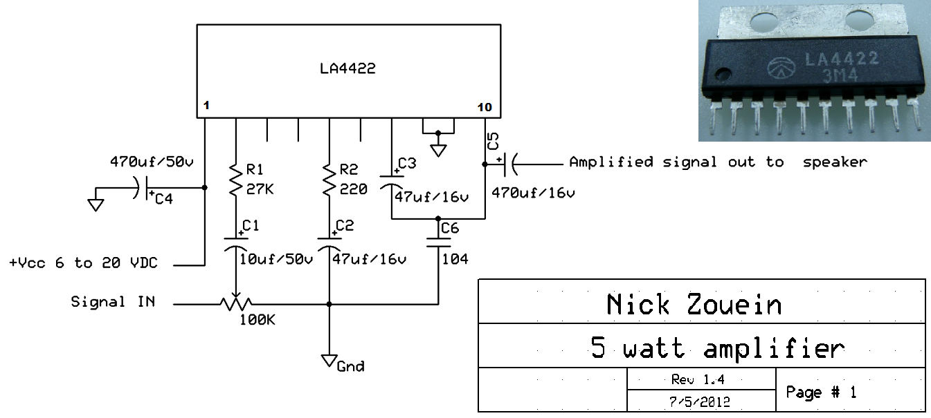 Simple powerful 5 watts amplifier and telephone line bug