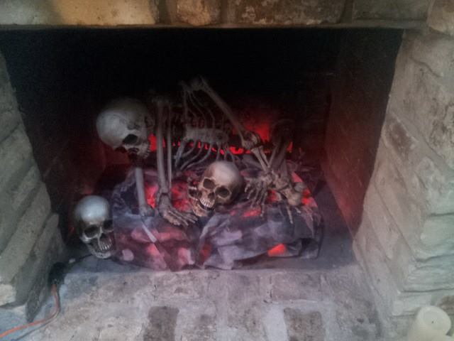 Halloween Skeleton Fireplace