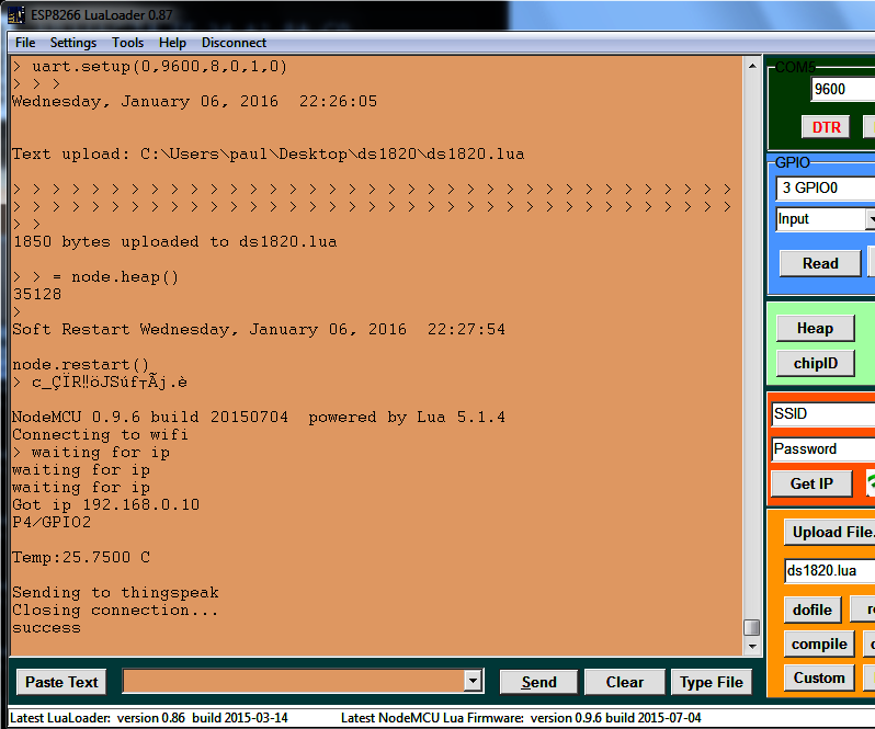 ESP8266 DS18B20 Thingspeak - Simple