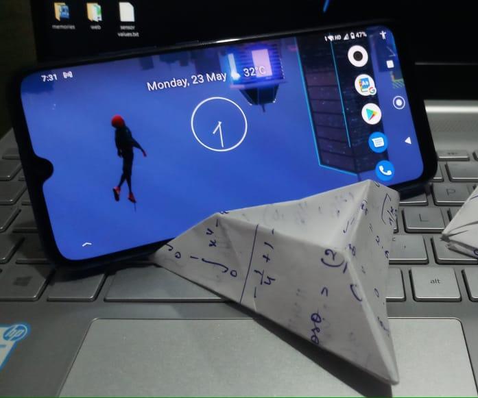 Foldable Paper Mobile Stand With Old Paper