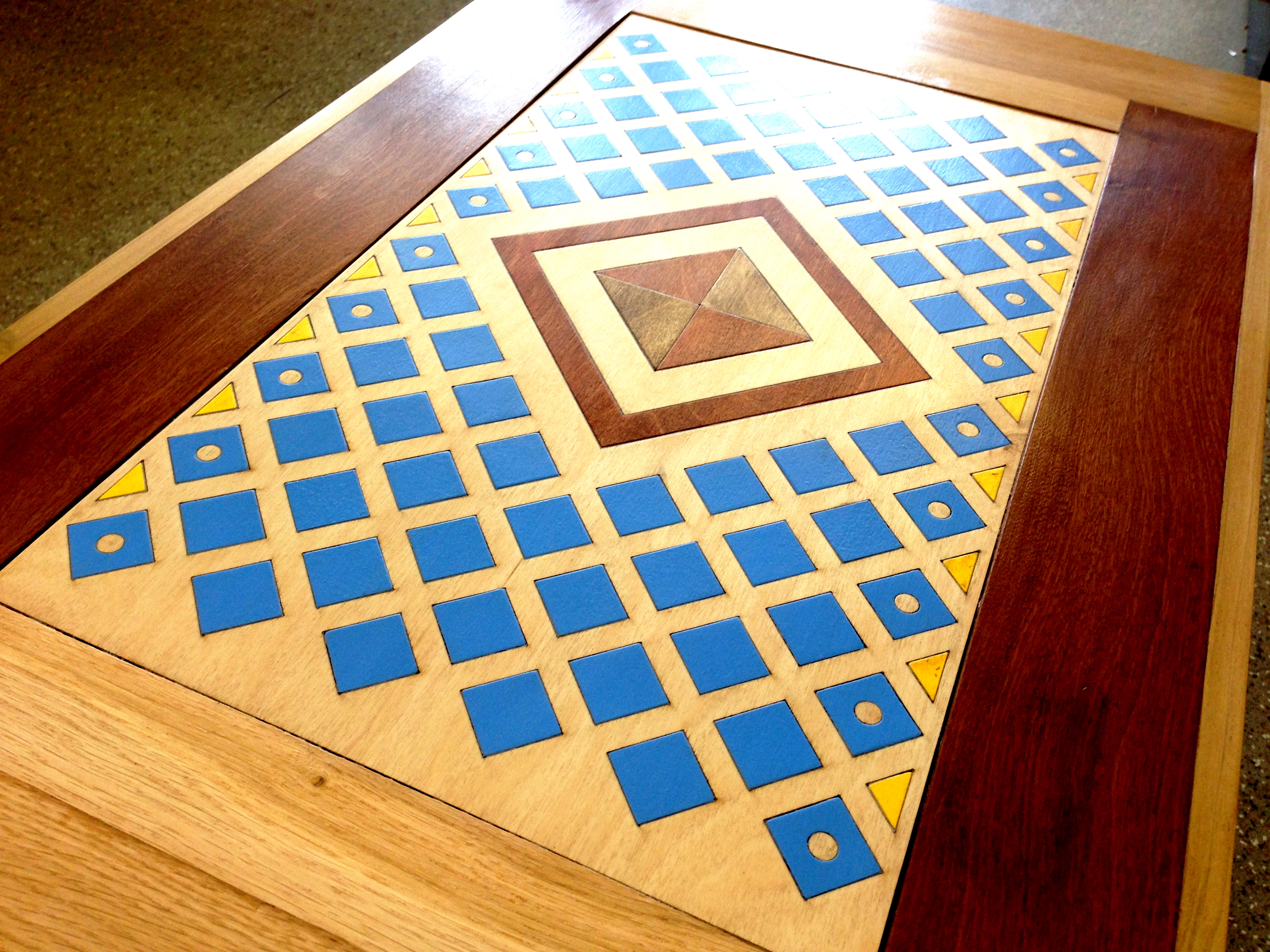 Hardwood Table With Laser Cut Inlay