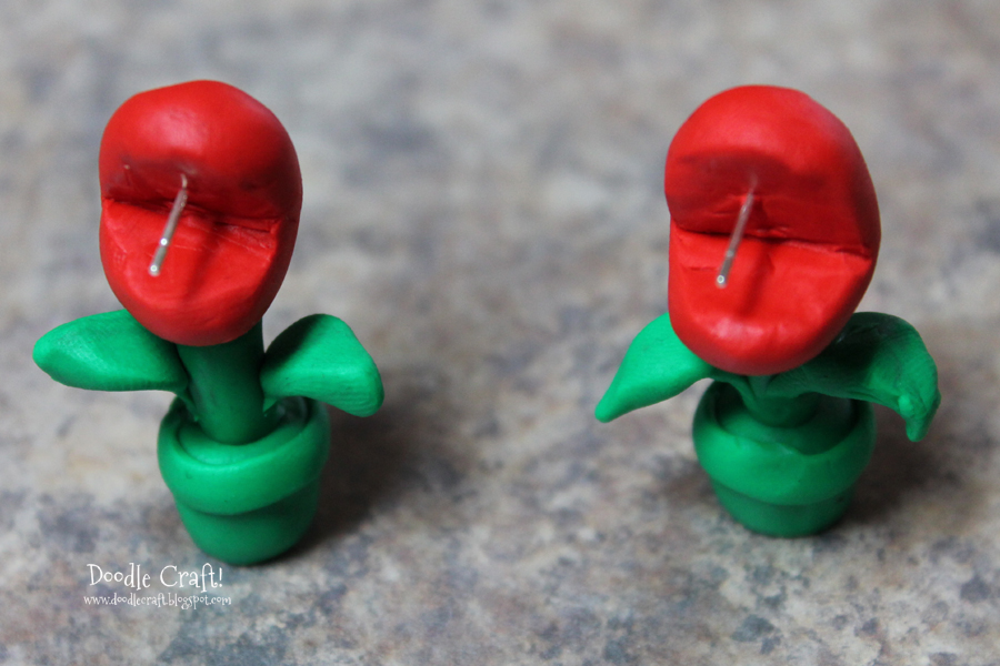 piranha plant mario brothers polymer clay bake oven hard earrings geekery geek video games crafts (19).JPG