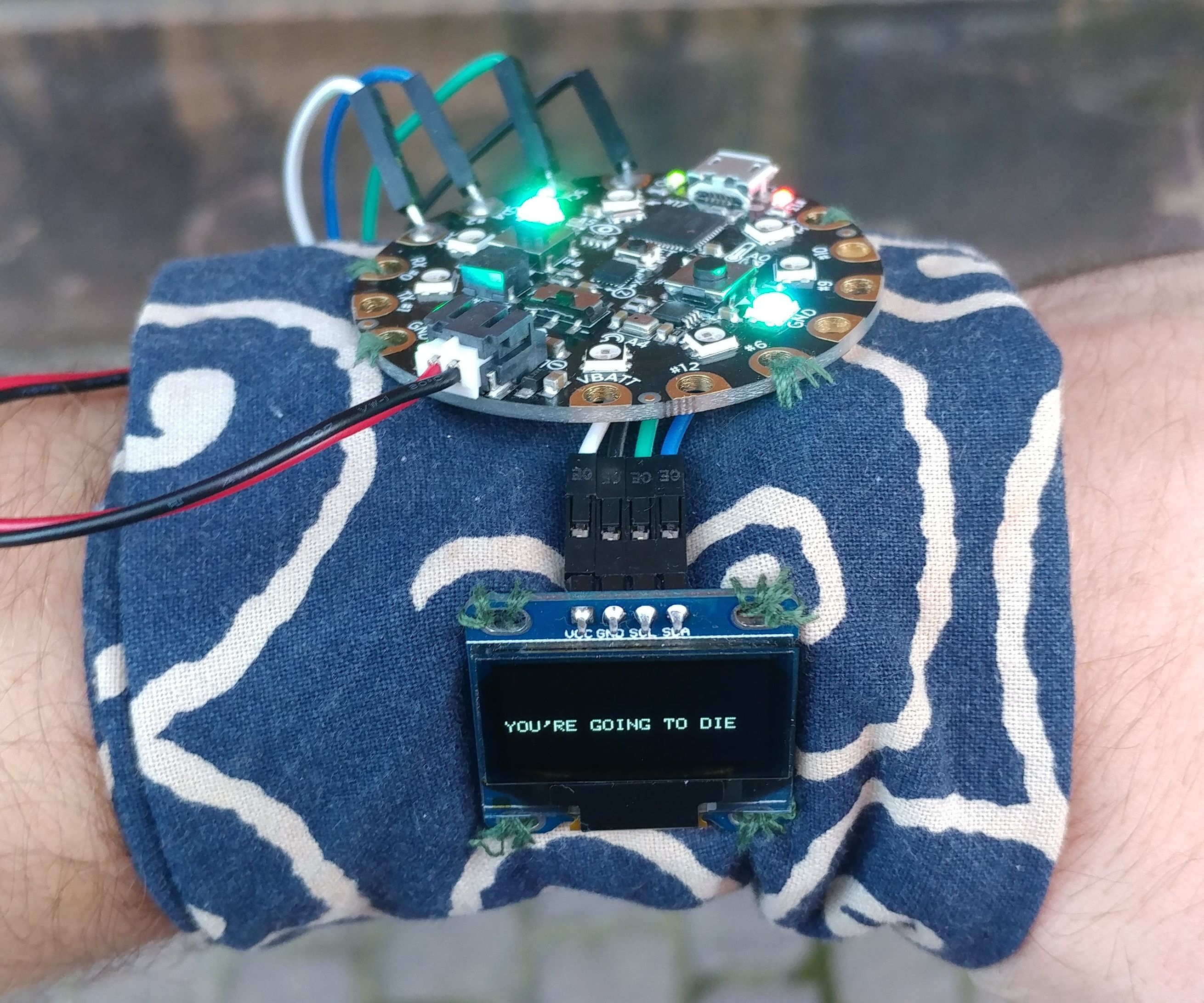 Deathwatch -- Wearable Life Expectancy Timer Using Adafruit Circuit Playground + OLED 