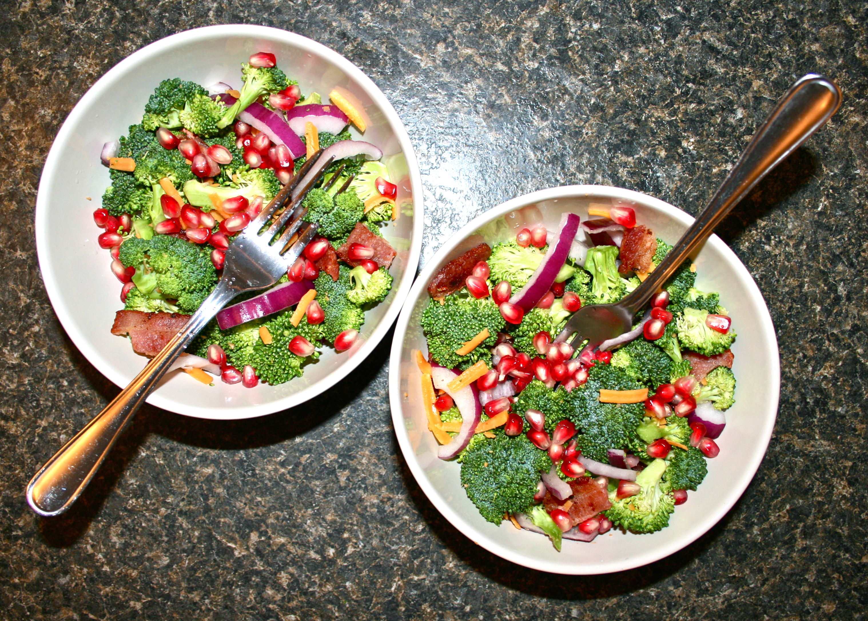 Bacon-Broccoli Salad with Pomegranate Arils & Tangy Dressing