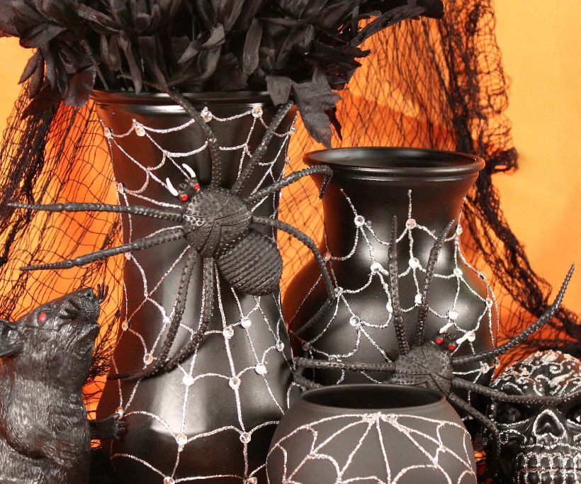 Halloween Spider Web Vases