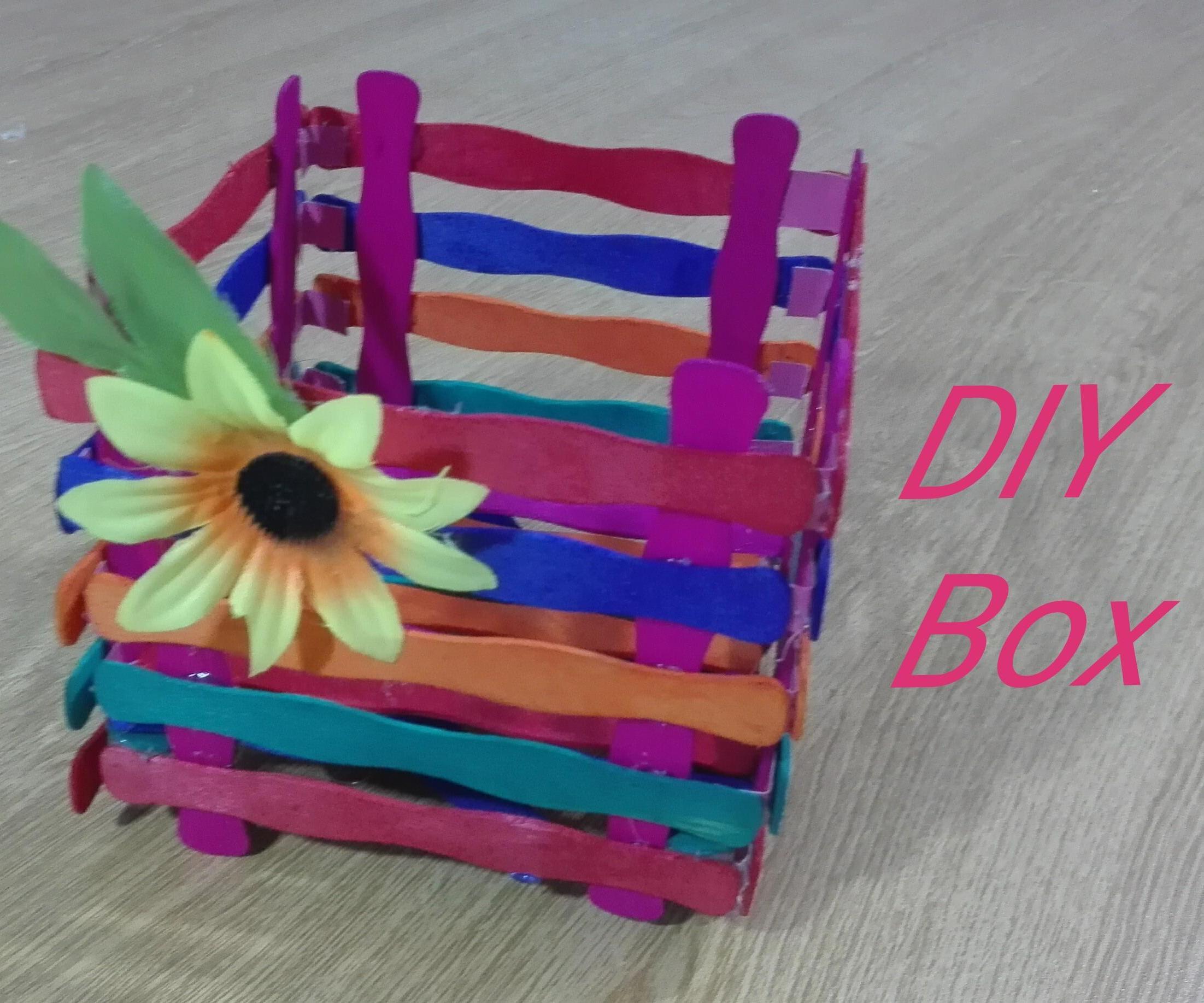 How to make ice cream sticks box|DIY Ice cream sticks pot|Easy box