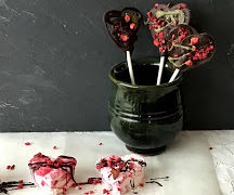 Sweet Valentine - Heart Shaped Raspberry Marshmallows and Chocolate Lollipops