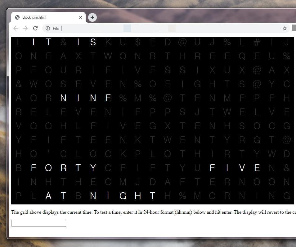 Configurable Word Clock Simulator