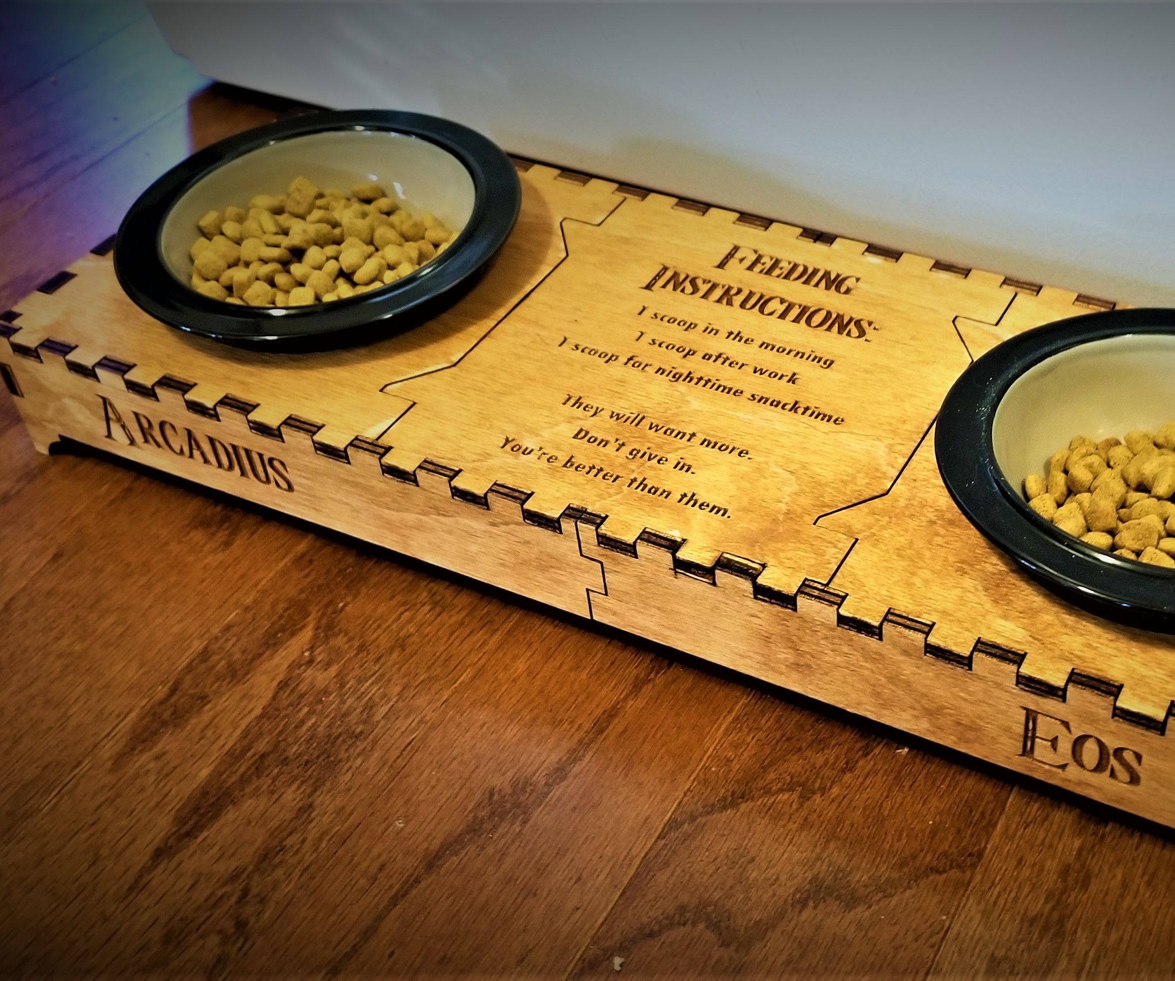 Custom Laser Cut Cat Bowl Stand
