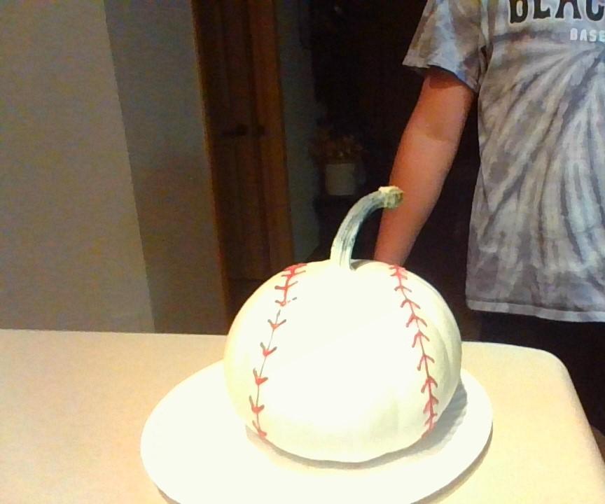 Painted Baseball Pumpkin