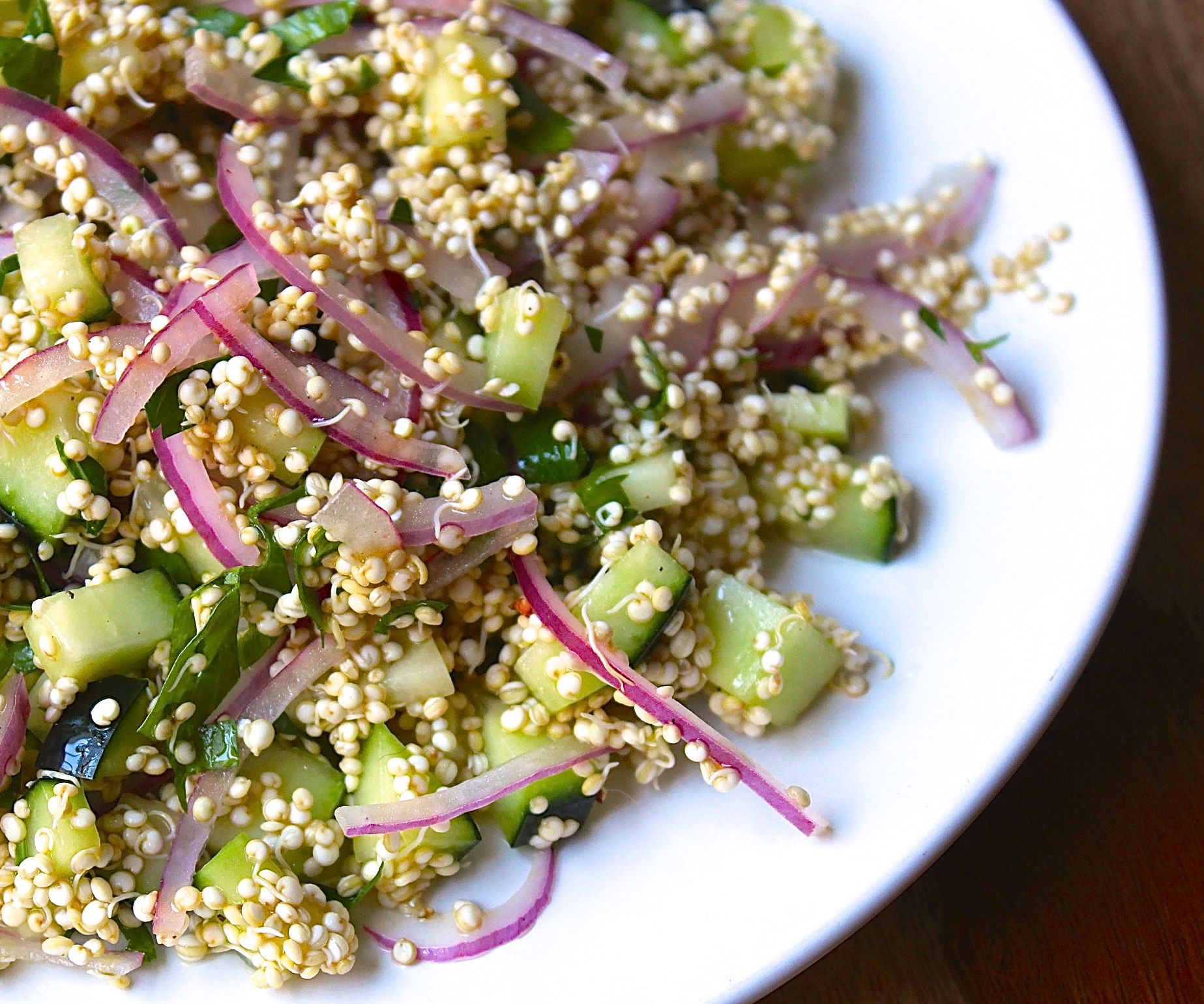 sprouted quinoa salad