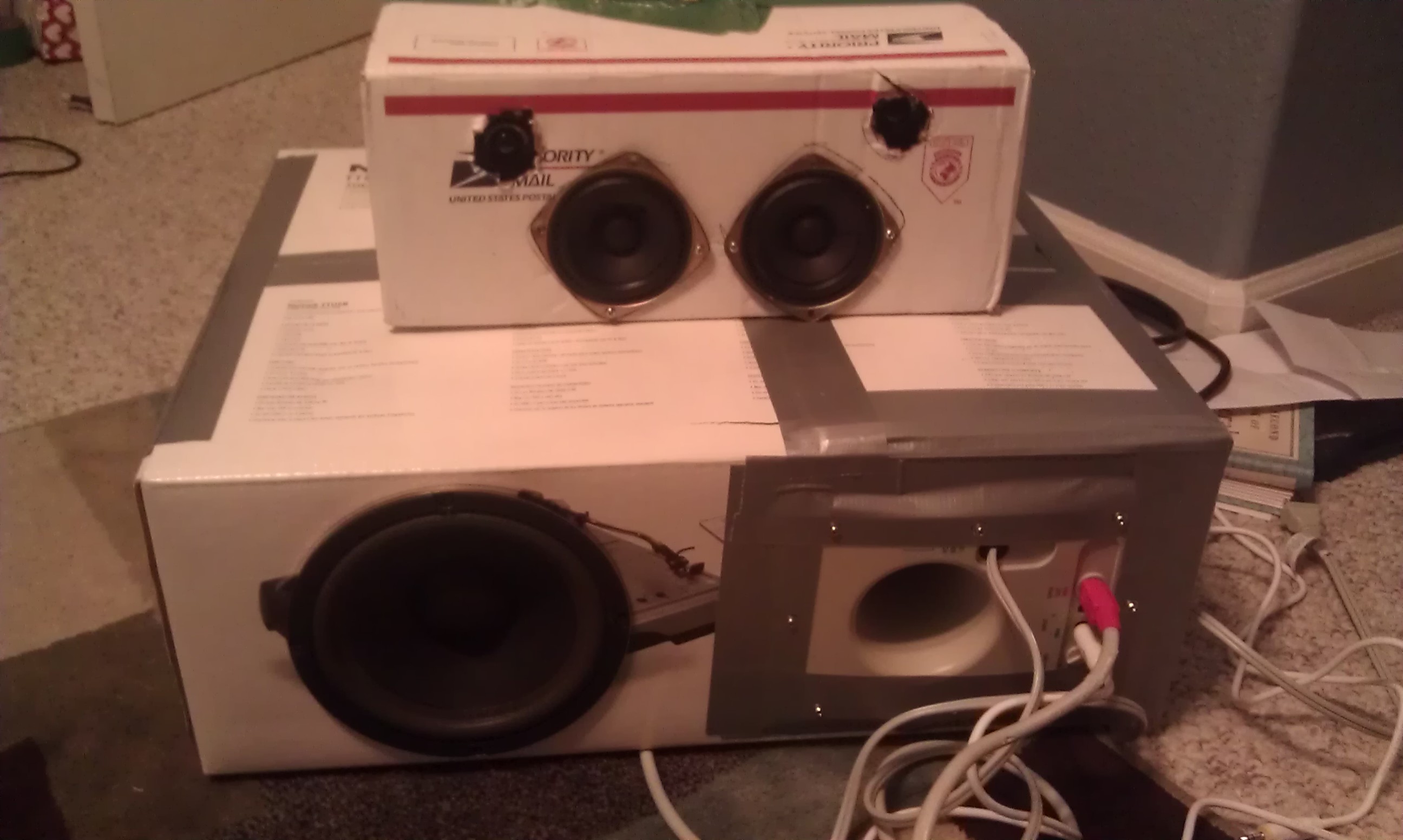 Cardboard Box Speaker System ($0-15)